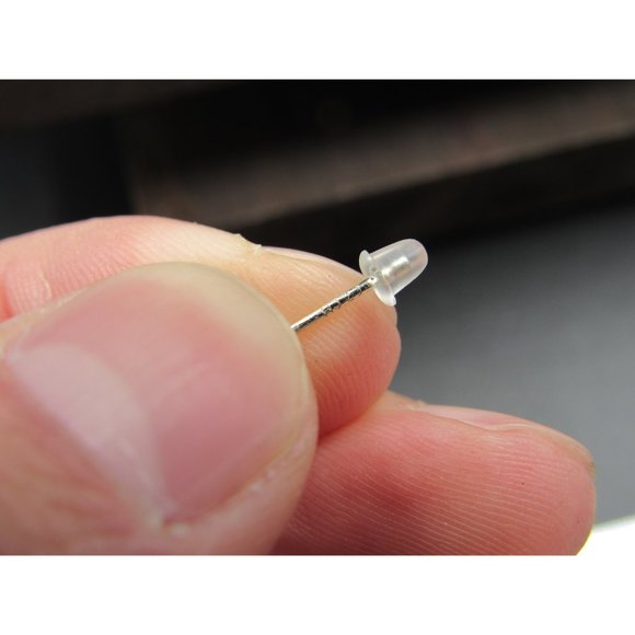 Sterling Silver Simple Brilliant Square Clear Gem CZ Stud Earrings - Picture 4 of 6